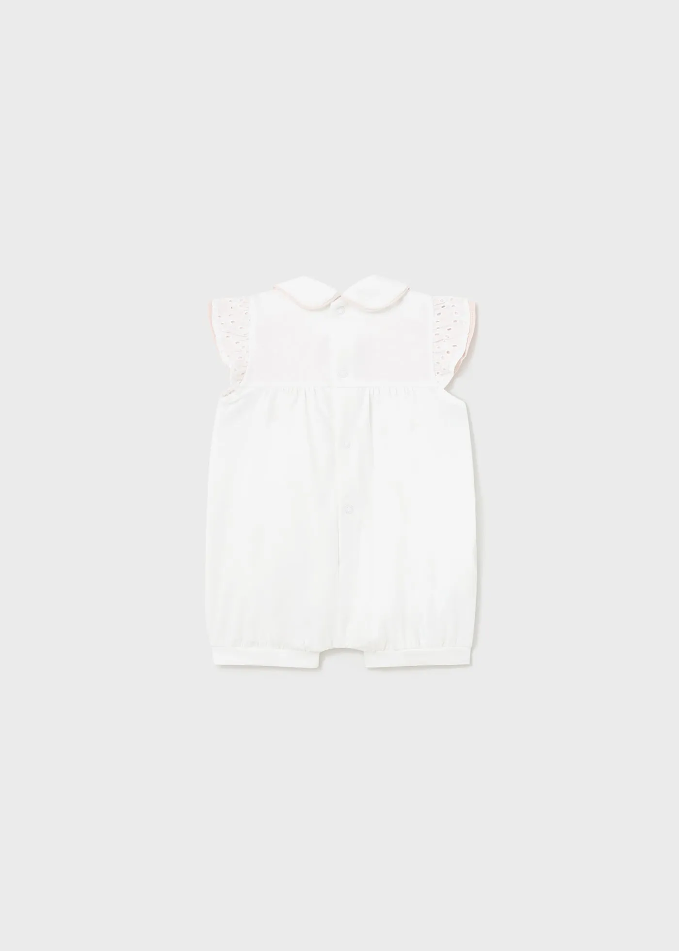 1704 - Short dressy romper for newborn girl - White