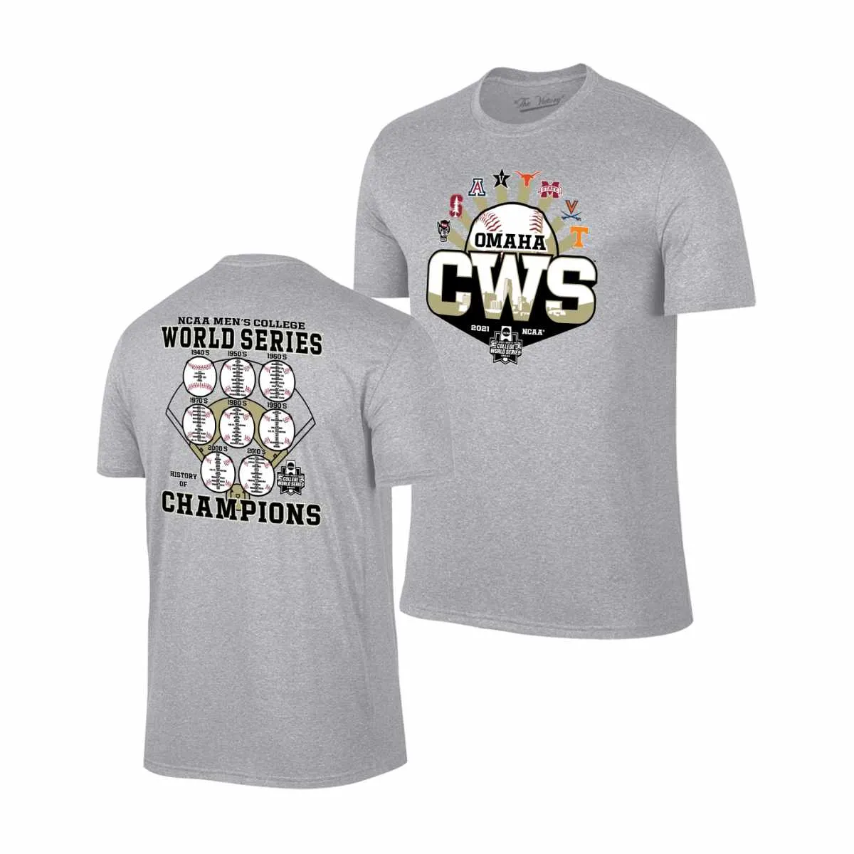 2021 Men's College World Series CWS 8 Team Baseball History of Champions T-Shirt