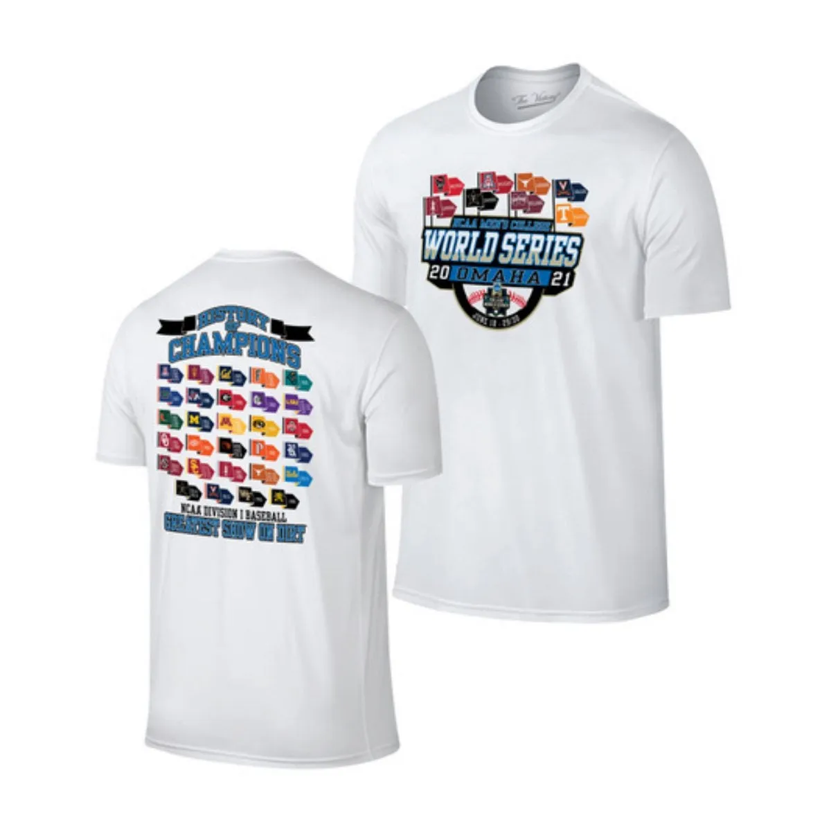 2021 Men's College World Series CWS 8 Team Flags History of Champions T-Shirt