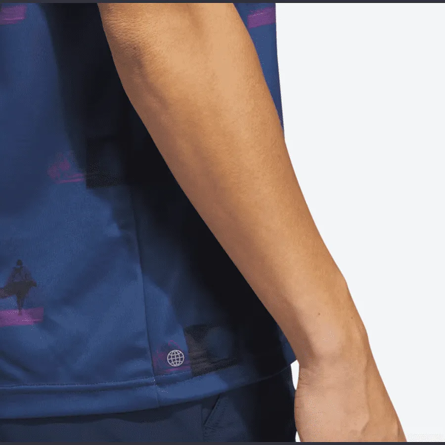 Adidas Allover-Print Golf Polo Shirt - Navy