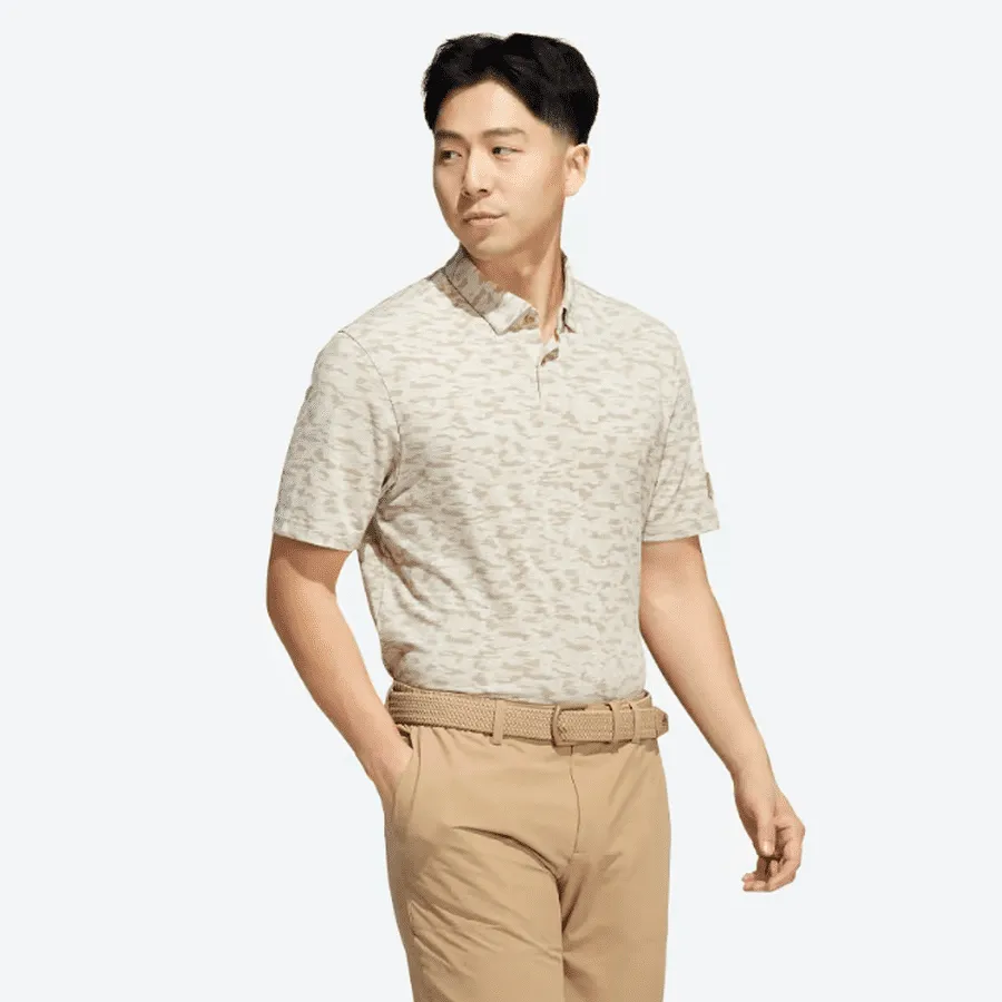 Adidas Go-To Camo-Print Golf Polo Shirt - Beige