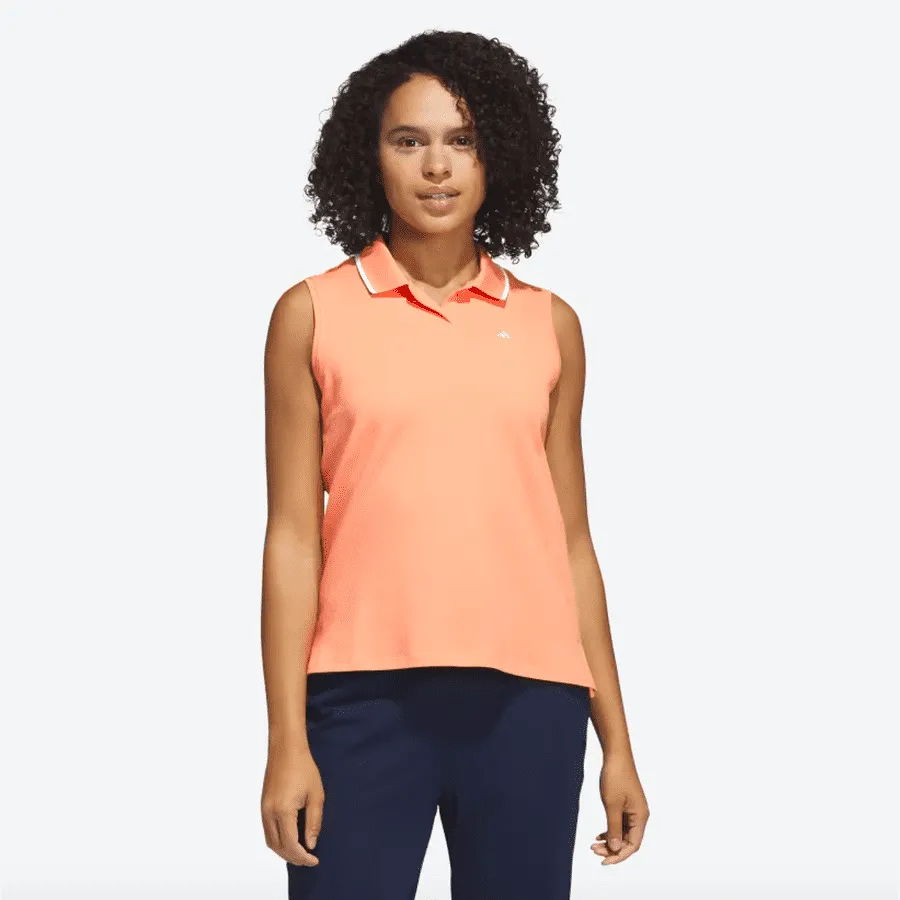 Adidas Ladies Go-To Piqué Sleeveless Golf Polo Shirt - Orange