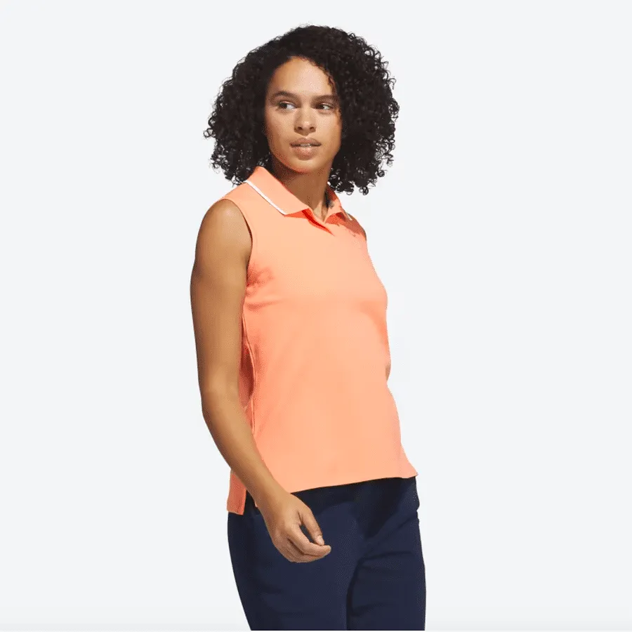 Adidas Ladies Go-To Piqué Sleeveless Golf Polo Shirt - Orange