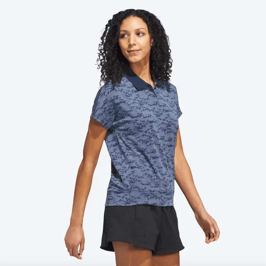 Adidas Ladies Go-To Printed Golf Polo Shirt - Navy