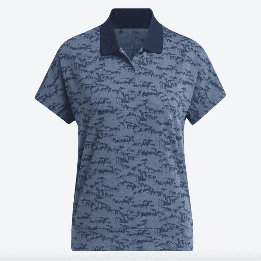 Adidas Ladies Go-To Printed Golf Polo Shirt - Navy