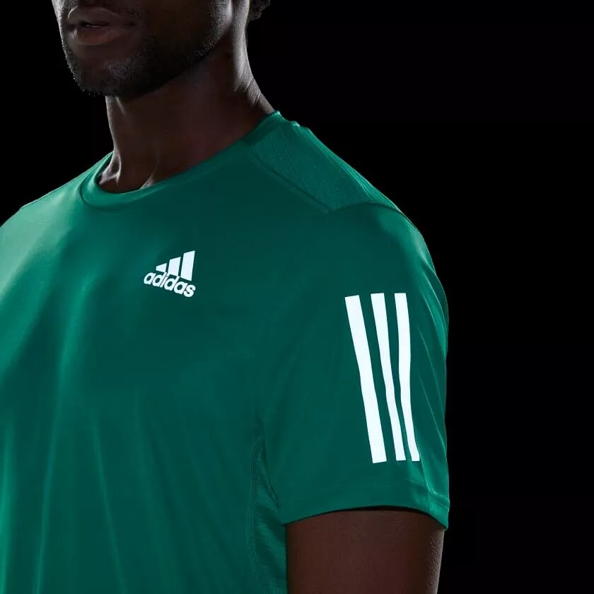 adidas Own The Run Short Sleeve Running Top Mens Green Breathable T-Shirt