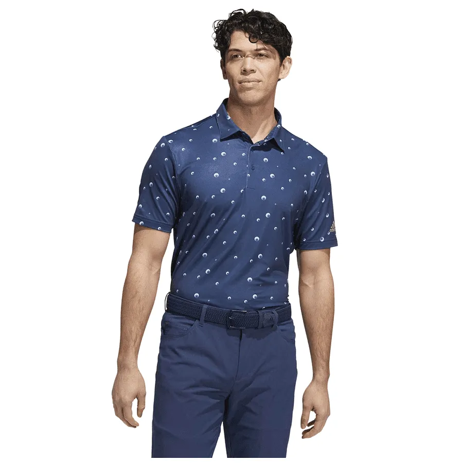 Adidas Ultimate365 Allover Print Golf Polo Shirt - Blue