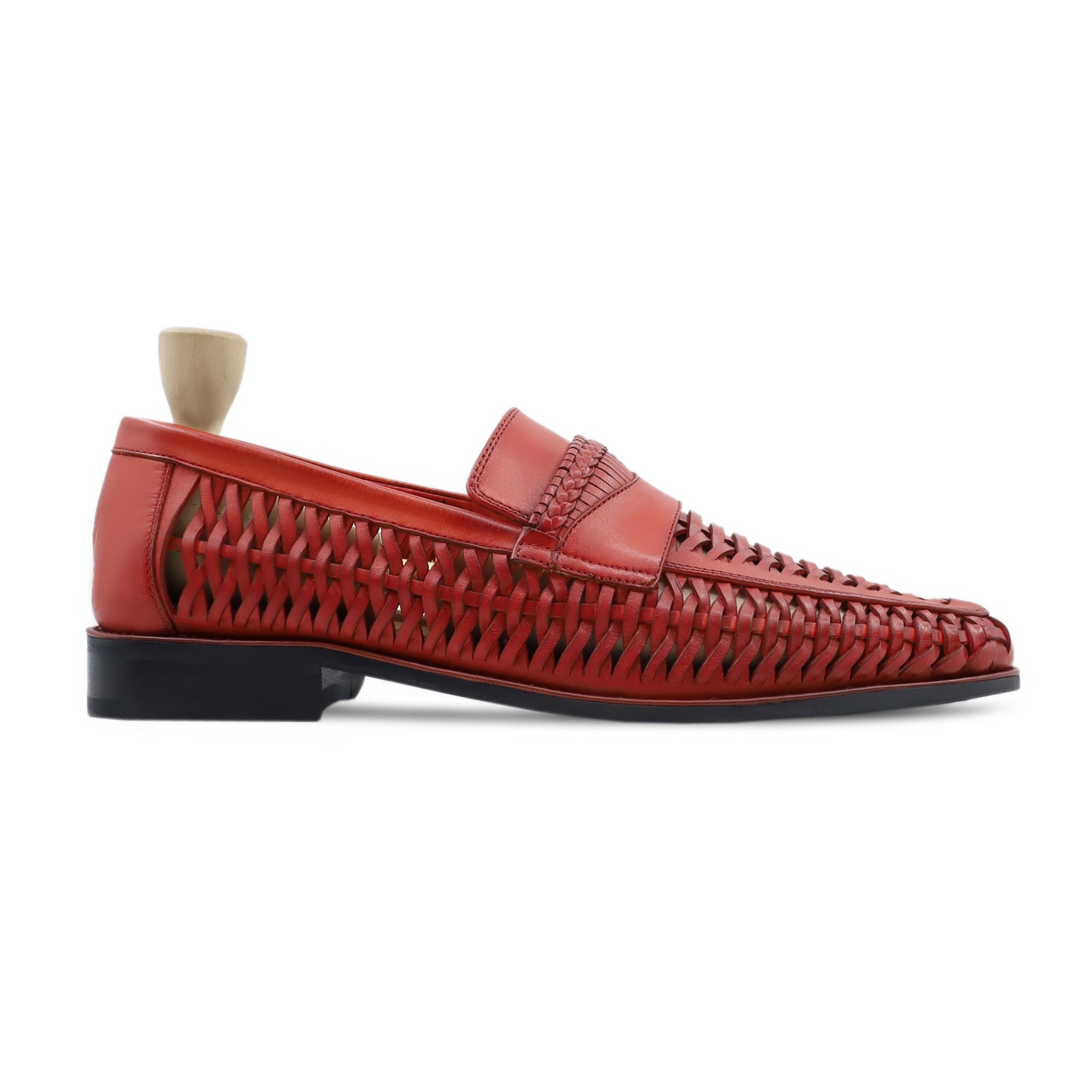 Albanil - Men's Orange Tan Hand Woven Leather Loafer