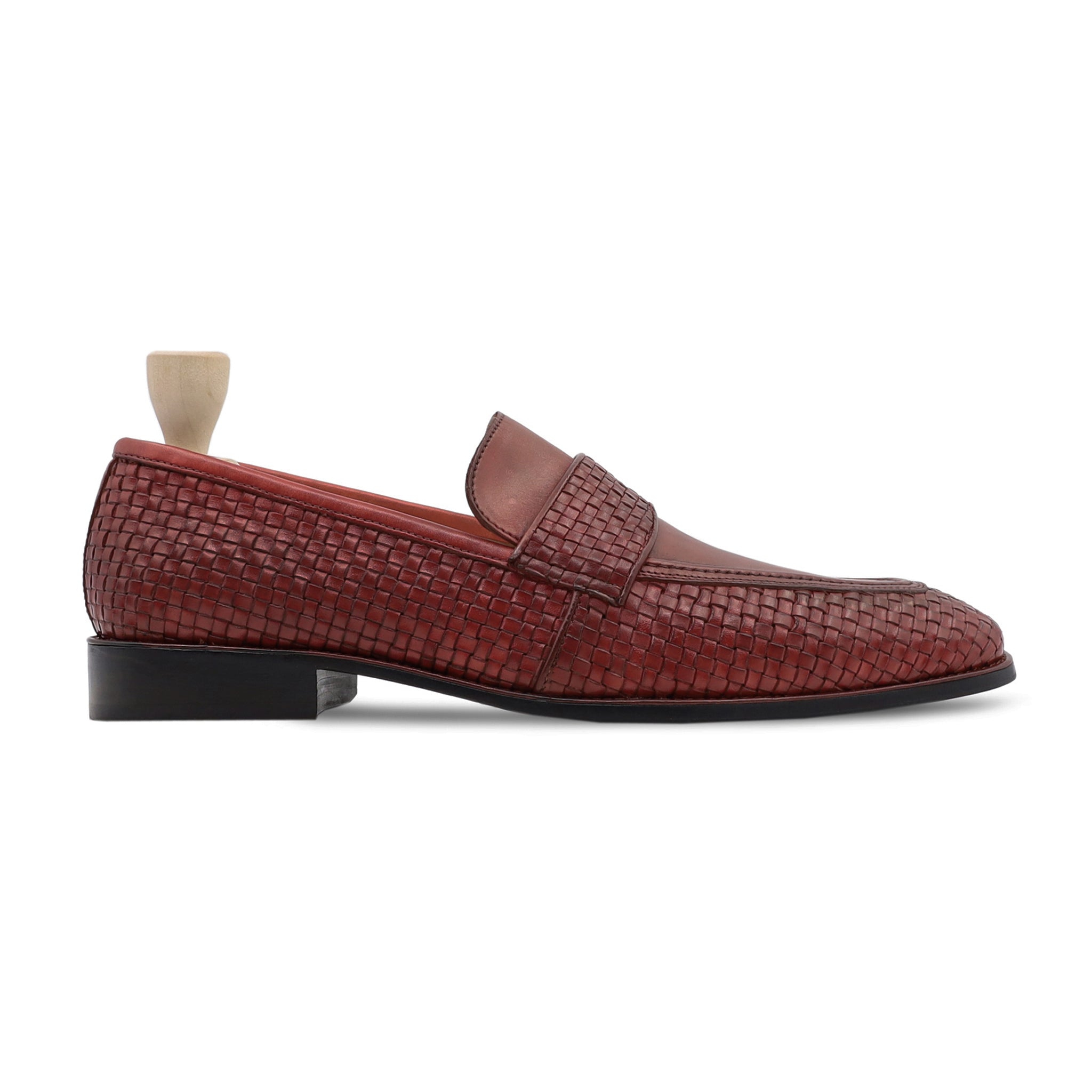 Alessandro - Men's Oxblood Calf And Hand Woven Leather Loafer