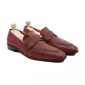 Alessandro - Men's Oxblood Calf And Hand Woven Leather Loafer