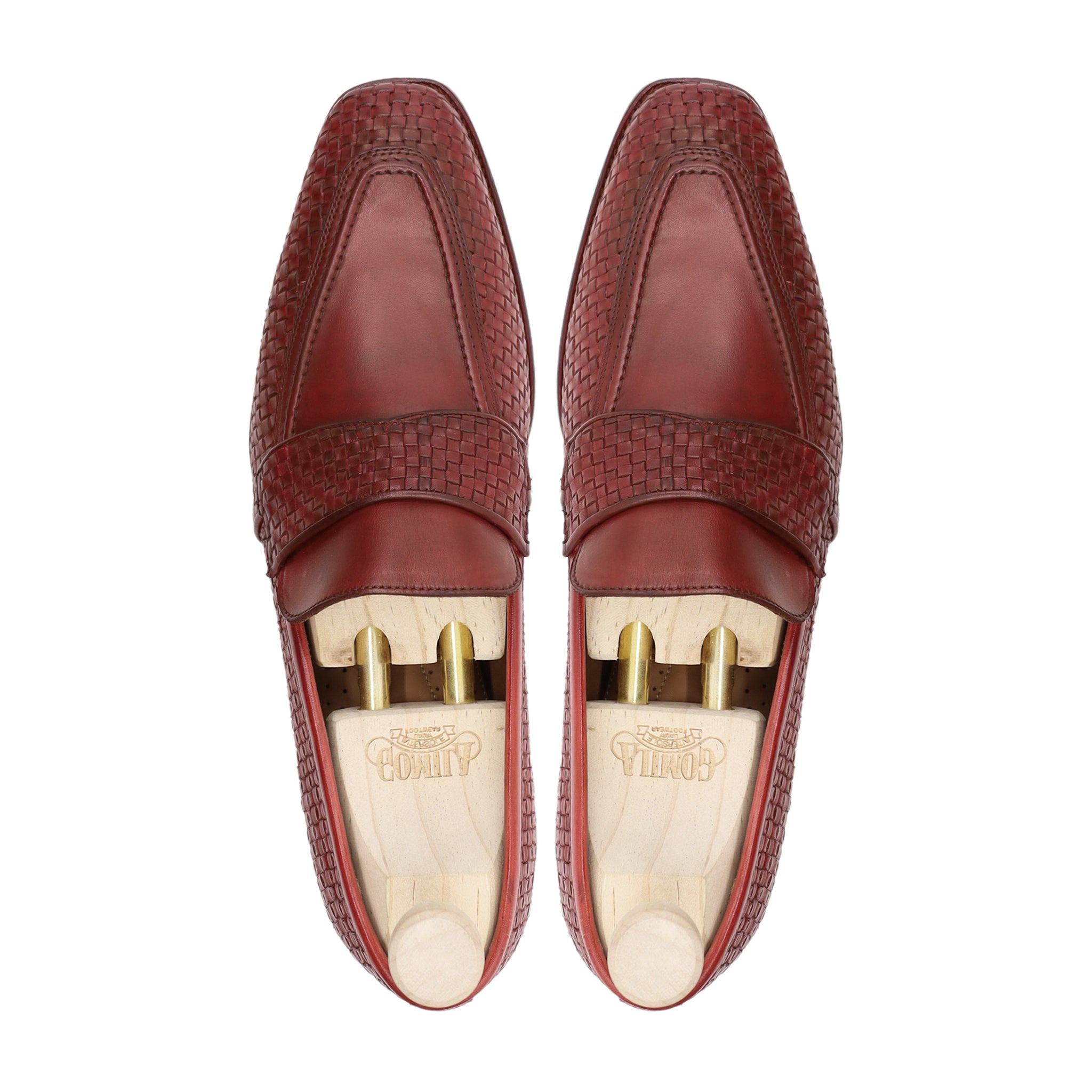 Alessandro - Men's Oxblood Calf And Hand Woven Leather Loafer