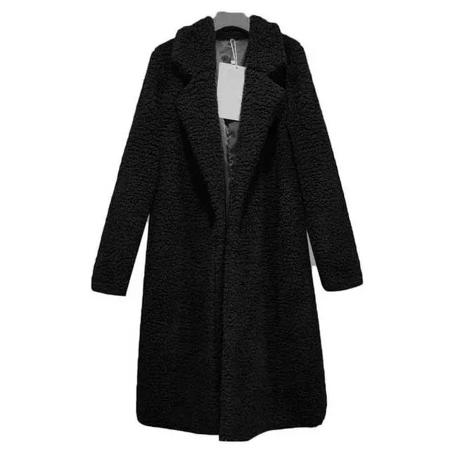 Autumn Winter Faux Fur Coat Women Warm Teddy Bear Coat Ladies Fur Jacket Female Teddy Outwear Plush Overcoat Long Coat