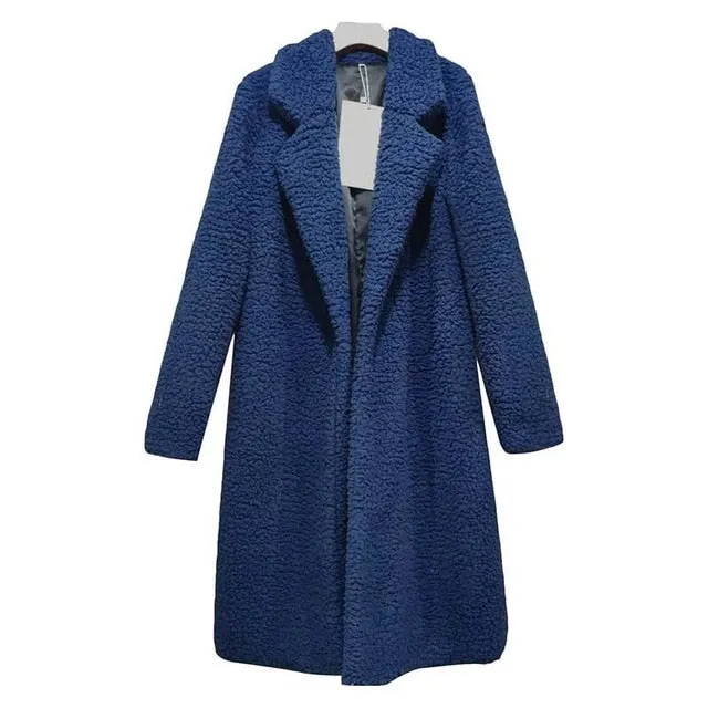 Autumn Winter Faux Fur Coat Women Warm Teddy Bear Coat Ladies Fur Jacket Female Teddy Outwear Plush Overcoat Long Coat