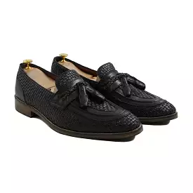 Barlata - Men's Black Hand Woven Leather Loafer