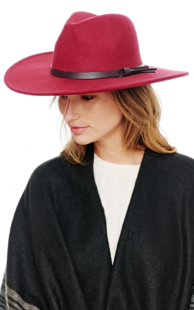 BHAT2084 Felt Wide Brim w/Belt Band Fedora Hat