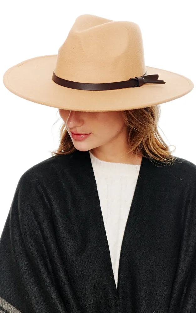 BHAT2084 Felt Wide Brim w/Belt Band Fedora Hat