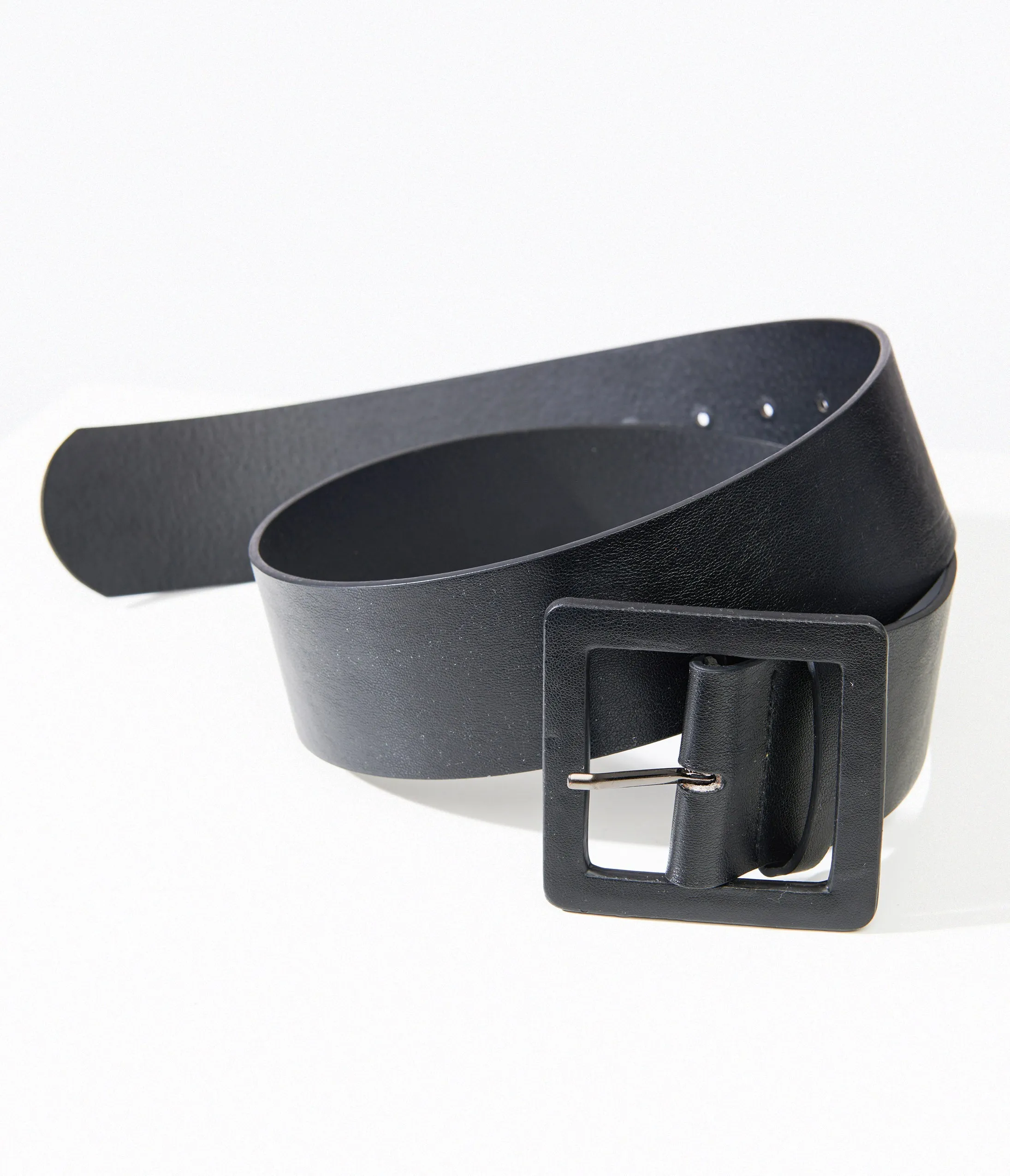 Black Leatherette Square Belt