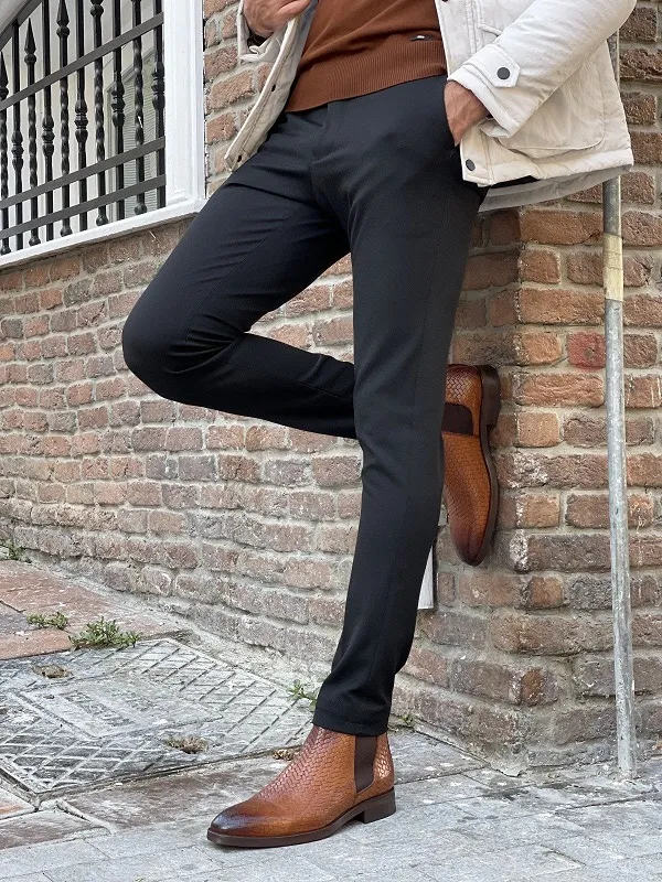 Black Slim Fit Pants for Men by GentWith.com | Worldwide Shipping