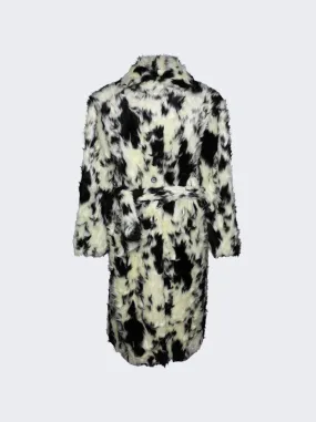 BLUEMARBLE   Faux Fur Long Coat Black & White 