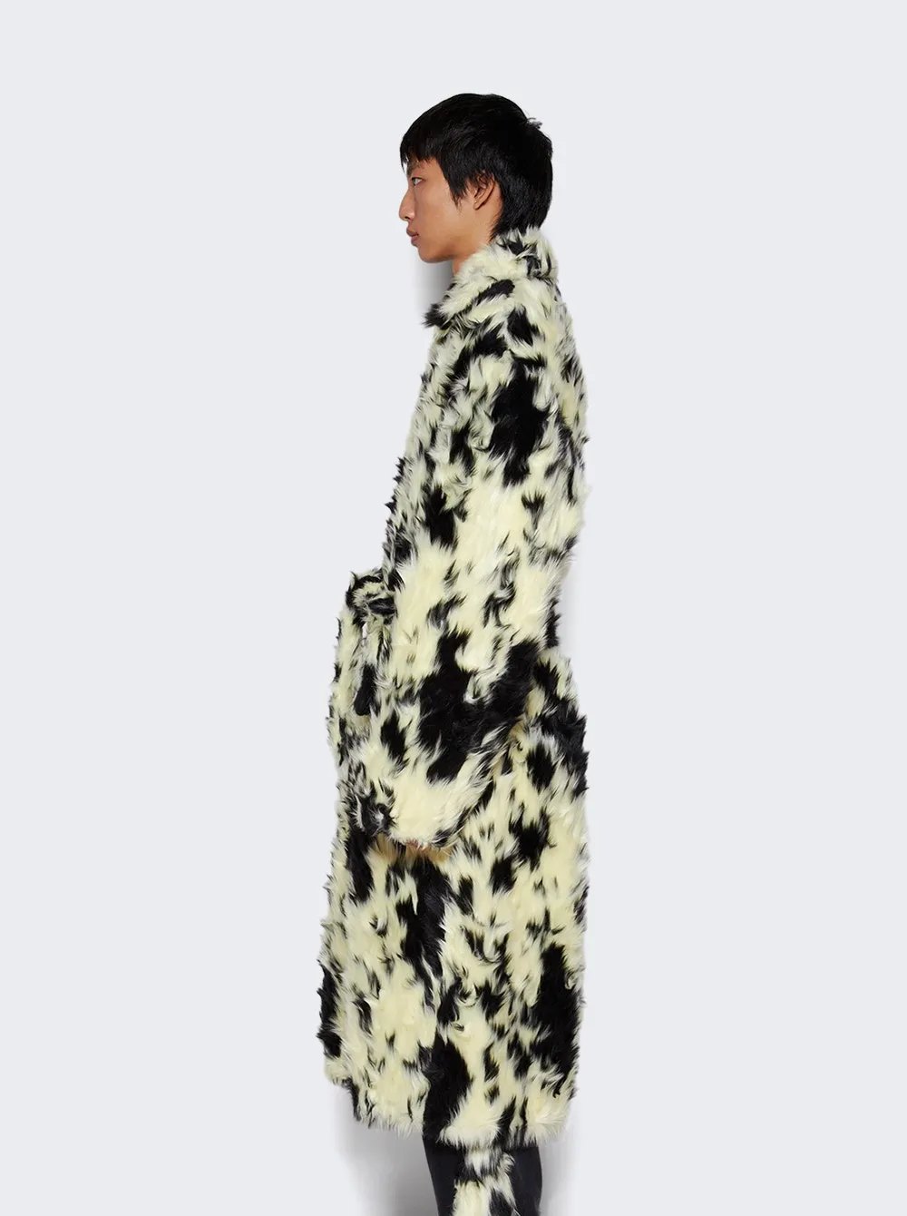 BLUEMARBLE   Faux Fur Long Coat Black & White 