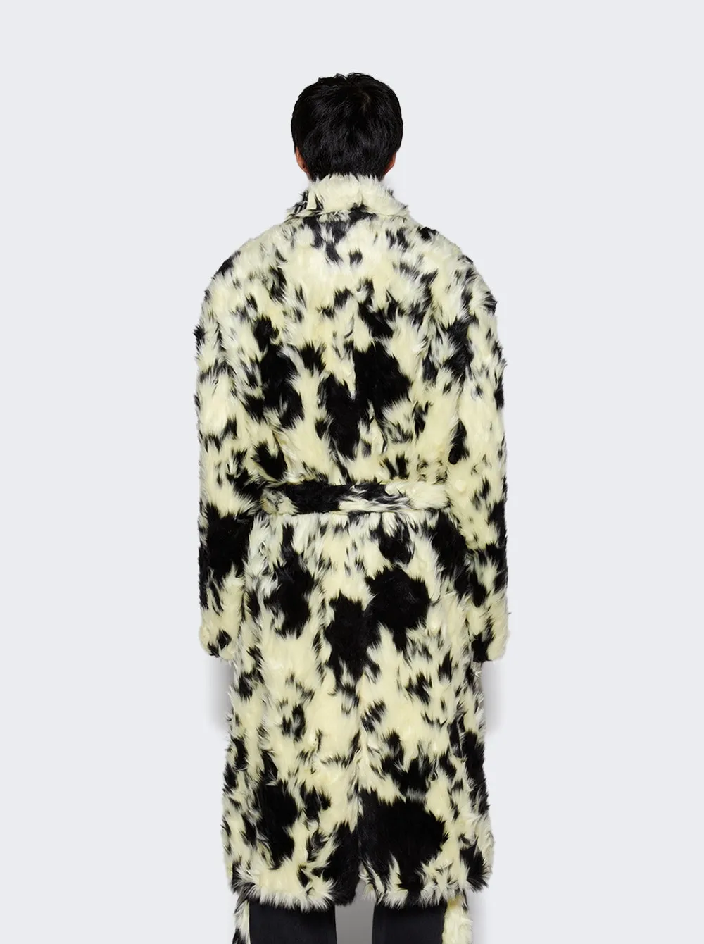 BLUEMARBLE   Faux Fur Long Coat Black & White 