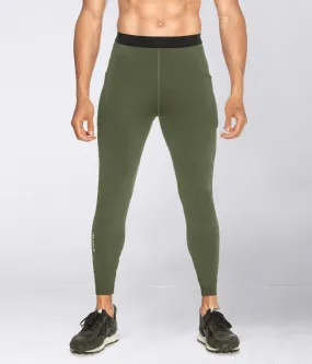 Born Tough Side Pockets Bodybuilding Compression Pants For Men Military Green