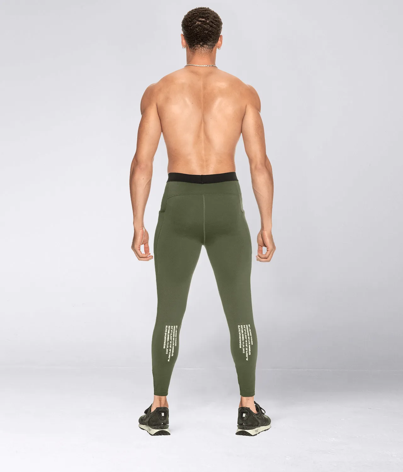 Born Tough Side Pockets Bodybuilding Compression Pants For Men Military Green