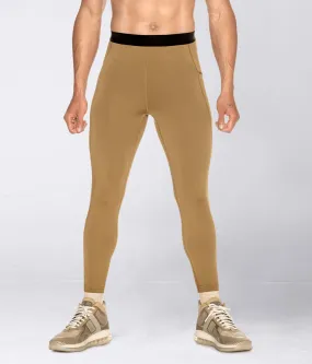 Born Tough Side Pockets Compression Running Pants For Men Khaki