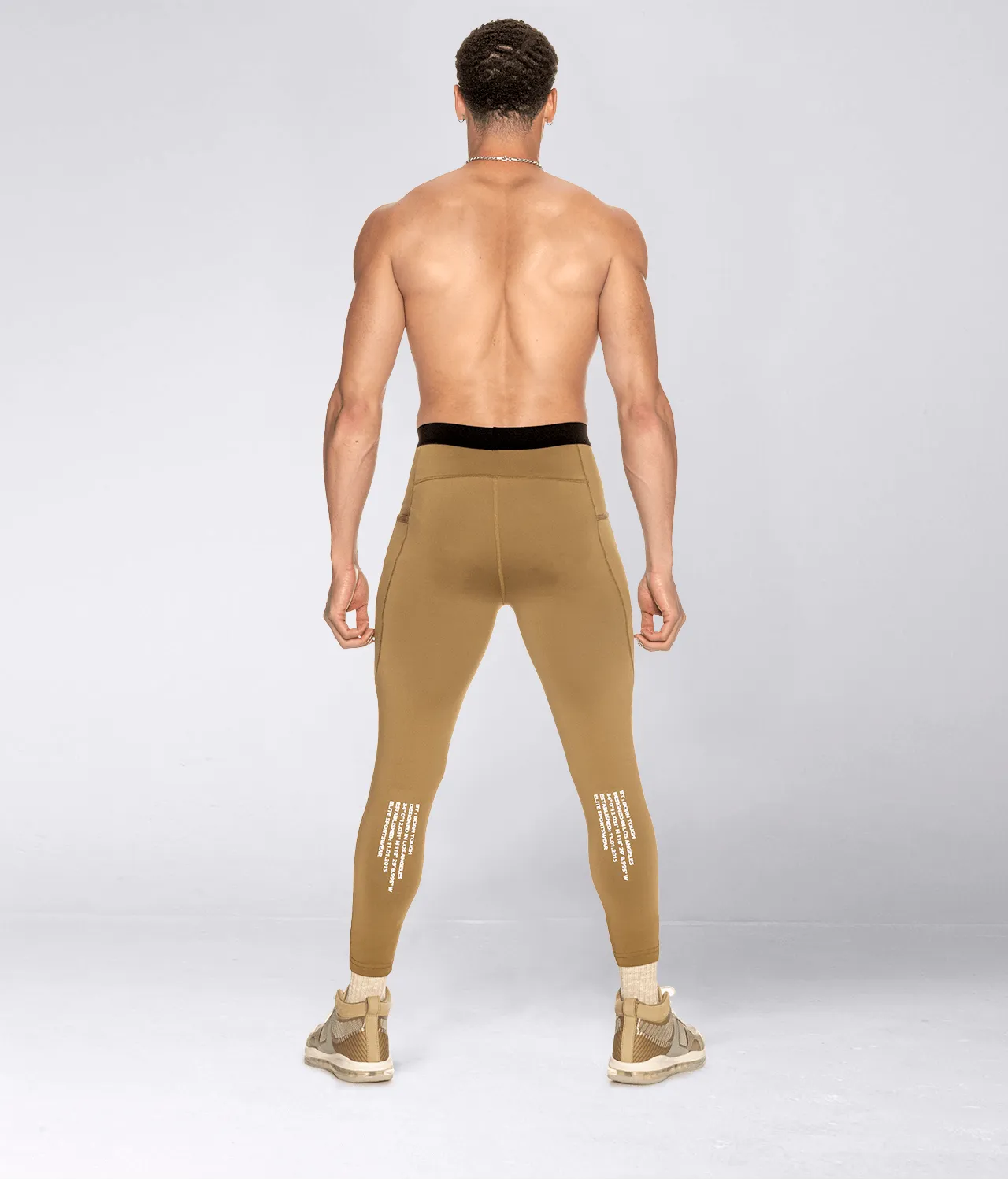 Born Tough Side Pockets Compression Running Pants For Men Khaki