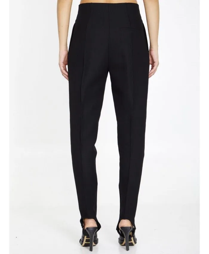 BOTTEGA VENETA Slim Fit Black Stirrup Pants for Women in Cotton Blend | FW23 Collection