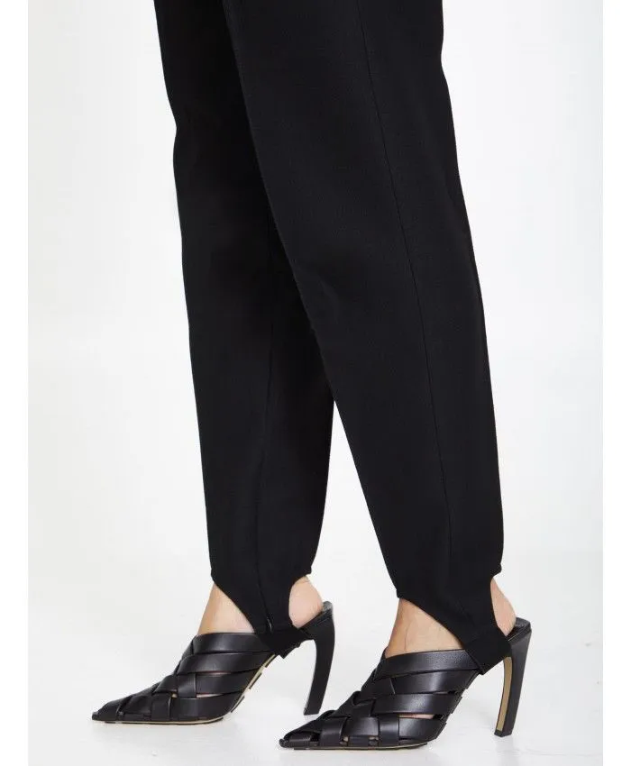 BOTTEGA VENETA Slim Fit Black Stirrup Pants for Women in Cotton Blend | FW23 Collection