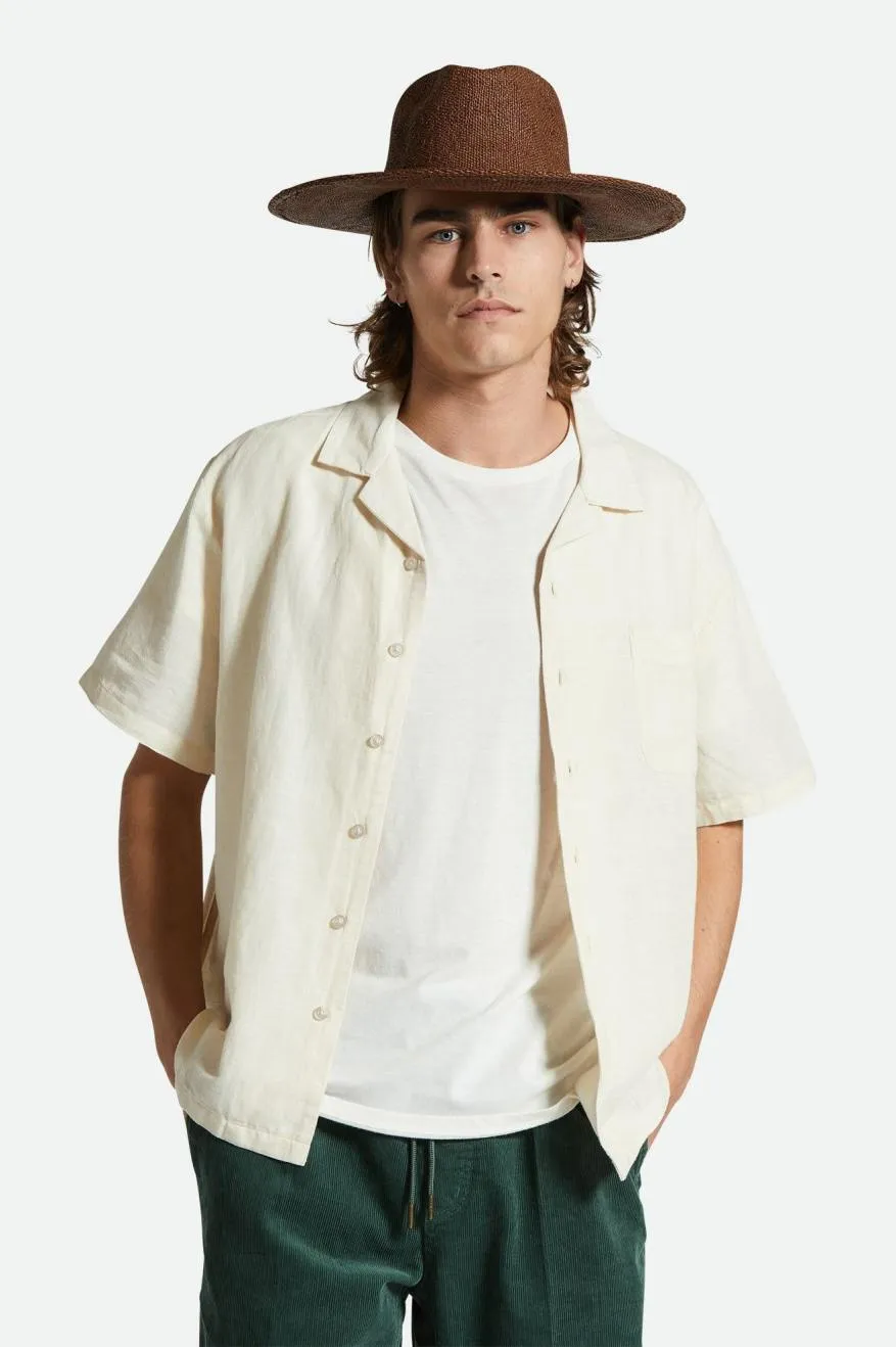 Bunker Linen Blend S/S Camp Collar Woven Shirt - Whitecap