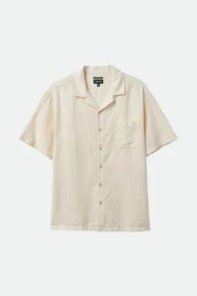 Bunker Linen Blend S/S Camp Collar Woven Shirt - Whitecap