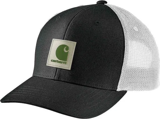 CARHARTT RUGGED FLEX TWILL MESH-BACK LOGO PATCH CAP Black