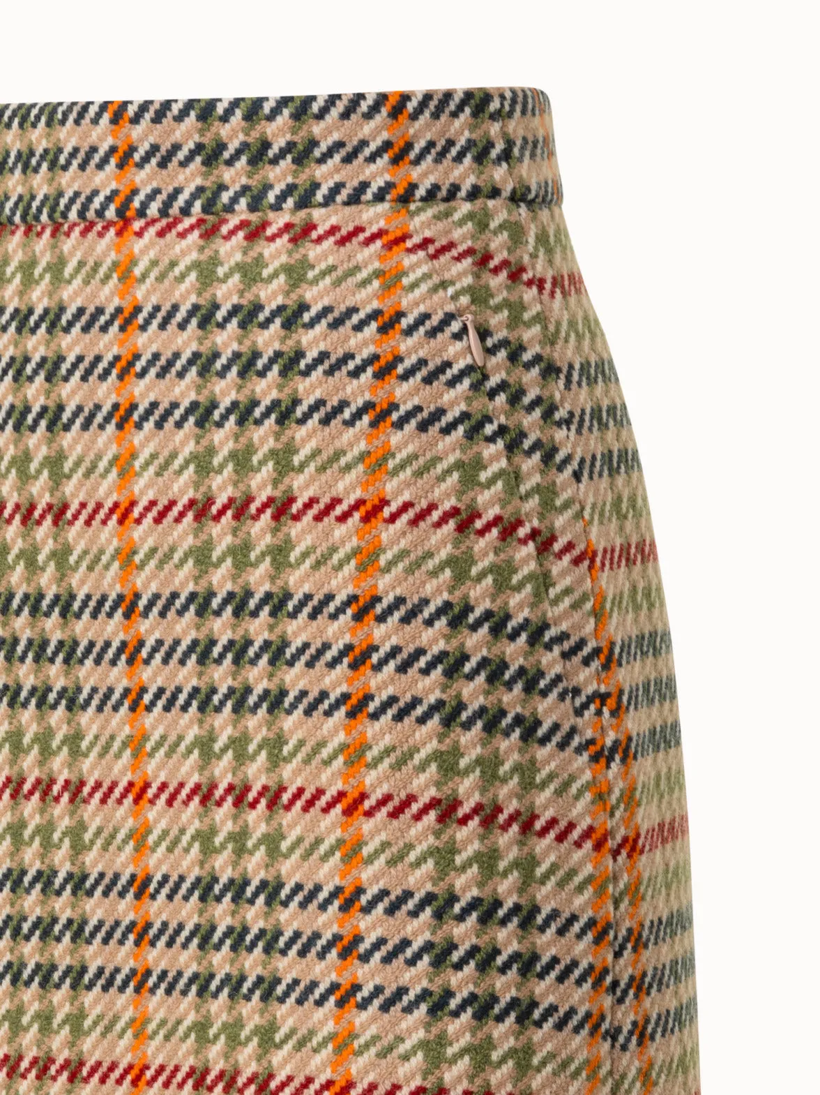 Checked Wool Short Skirt