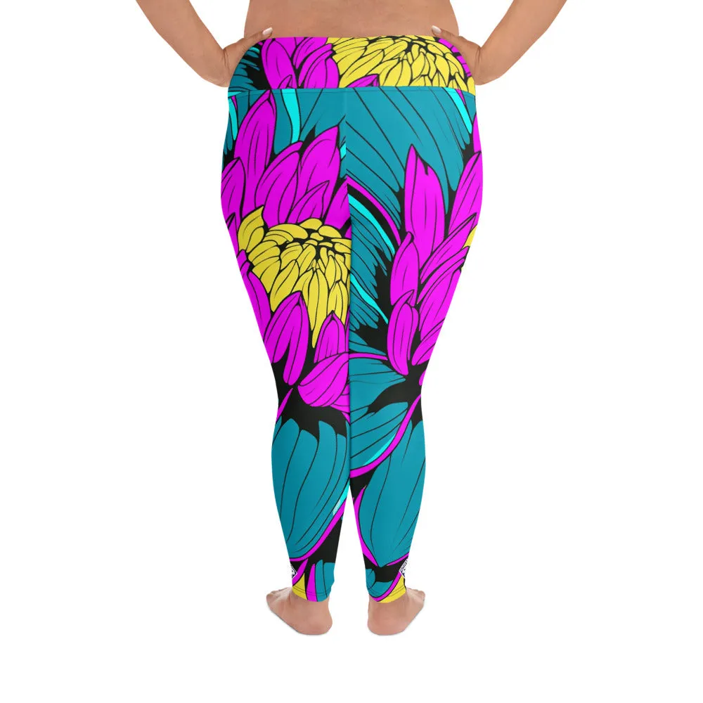 Colorful and Vibrant Roy Lichtenstein Dahlia 001 Yoga Plus Sized Pants for Women