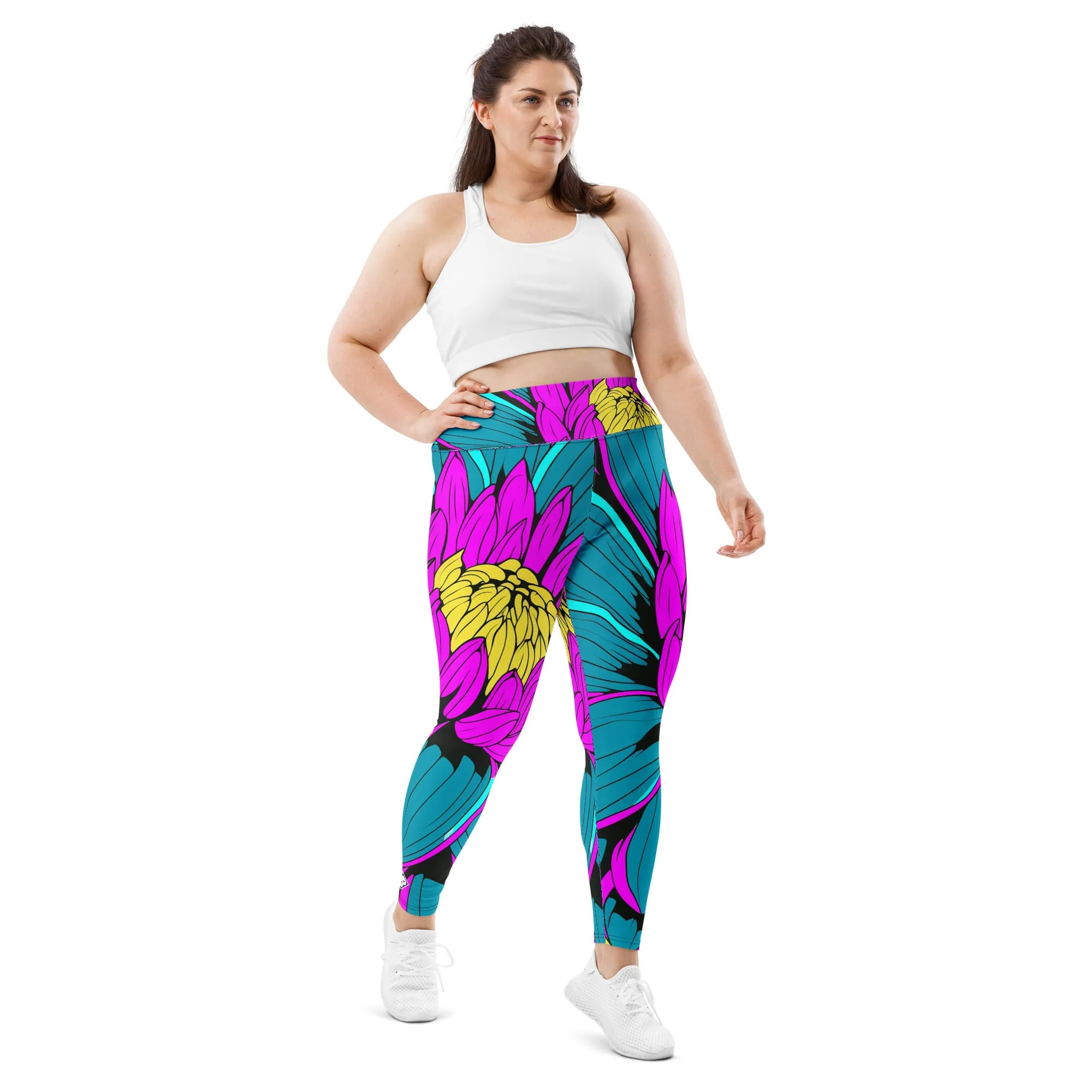 Colorful and Vibrant Roy Lichtenstein Dahlia 001 Yoga Plus Sized Pants for Women