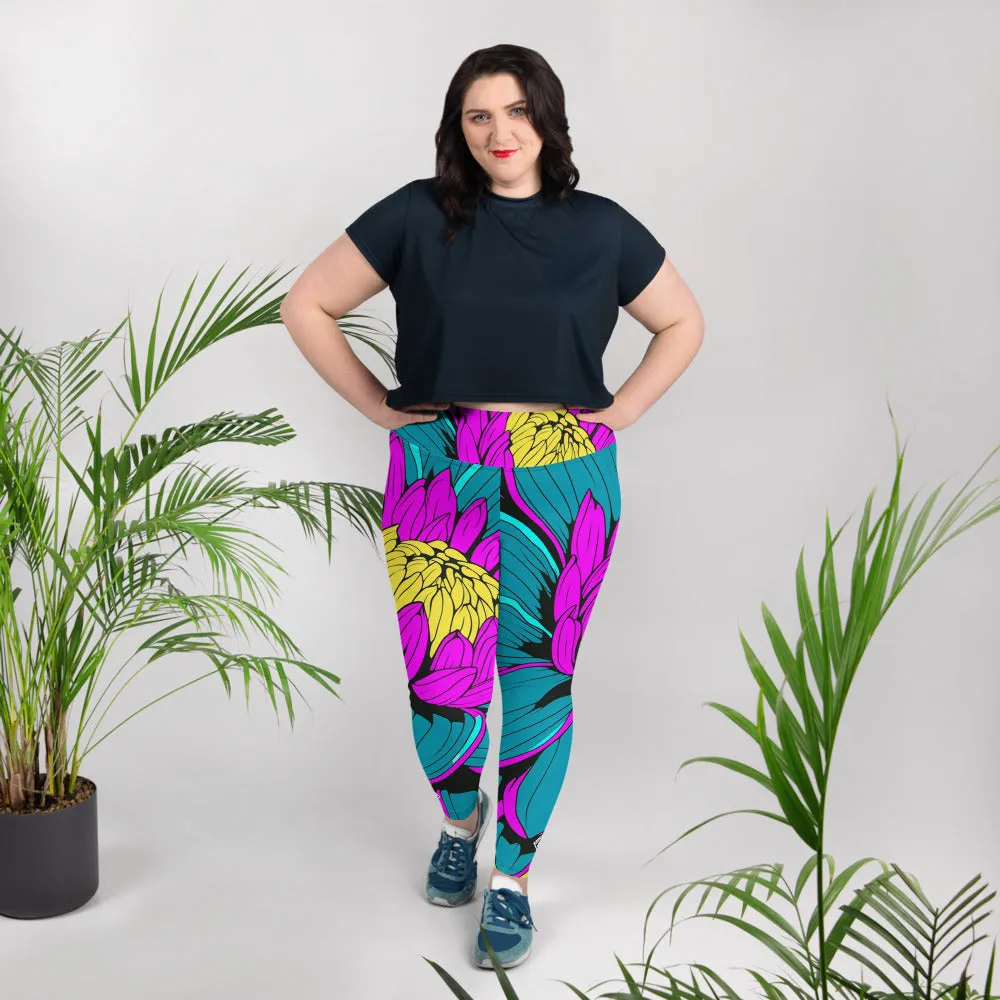 Colorful and Vibrant Roy Lichtenstein Dahlia 001 Yoga Plus Sized Pants for Women