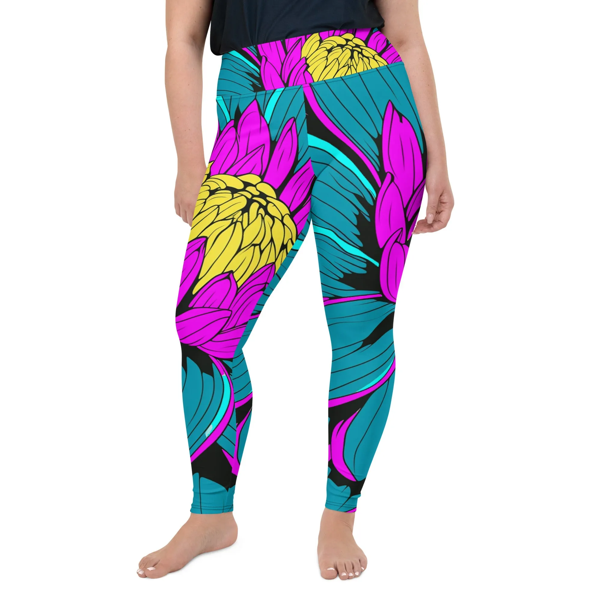 Colorful and Vibrant Roy Lichtenstein Dahlia 001 Yoga Plus Sized Pants for Women