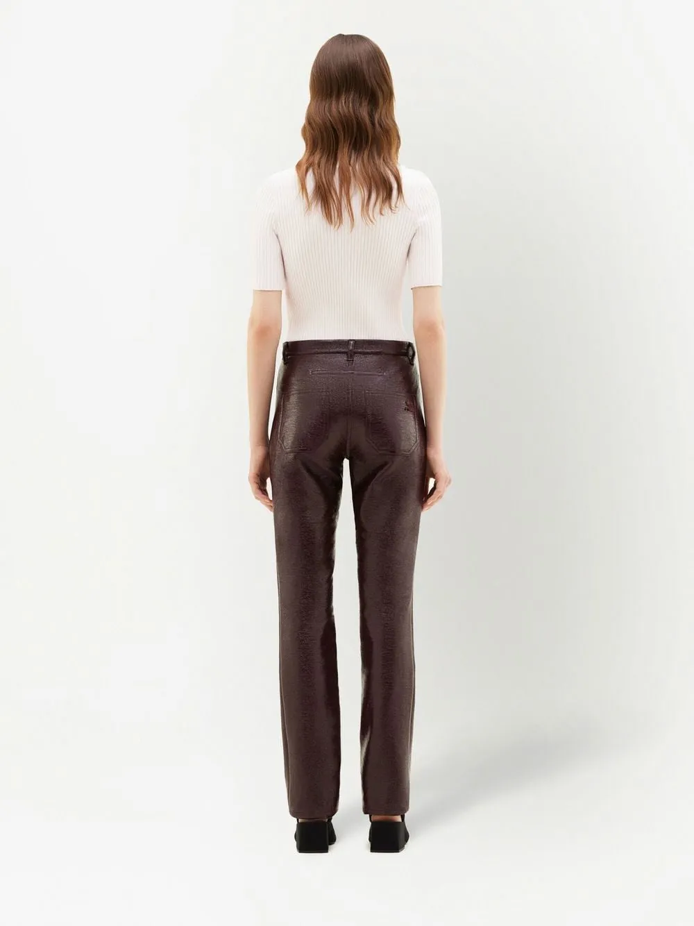 COURREGS Burgundy 5-Pocket Vinyl Pants for Women - SS24 Collection