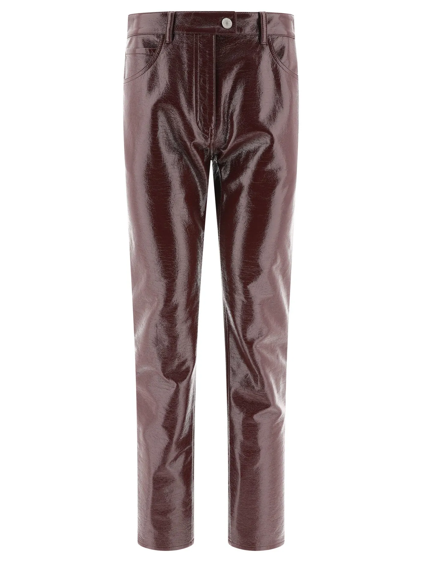 COURREGS Burgundy 5-Pocket Vinyl Pants for Women - SS24 Collection