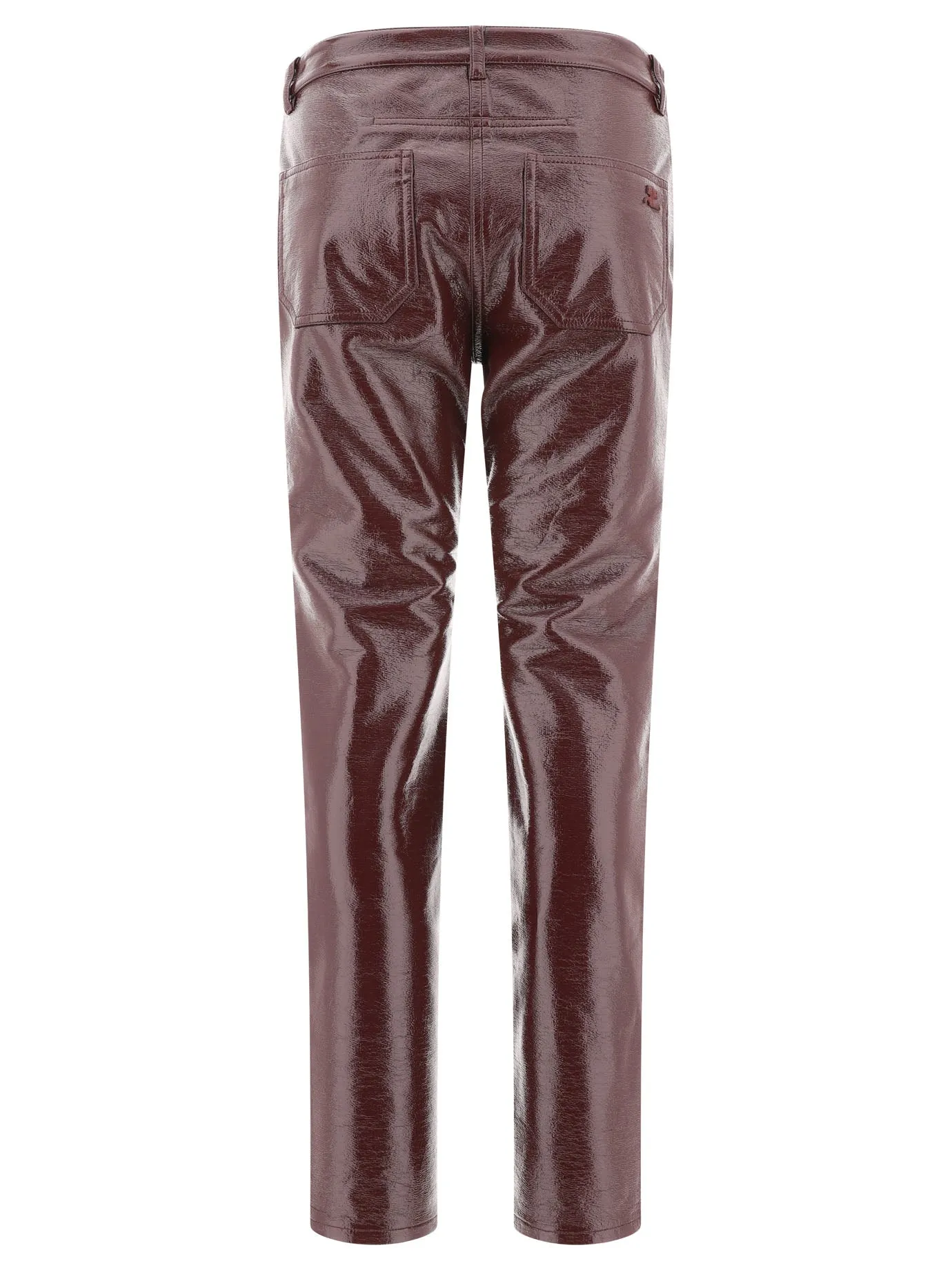 COURREGS Burgundy 5-Pocket Vinyl Pants for Women - SS24 Collection