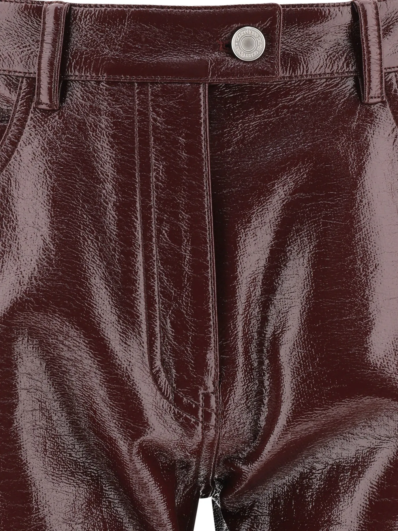 COURREGS Burgundy 5-Pocket Vinyl Pants for Women - SS24 Collection