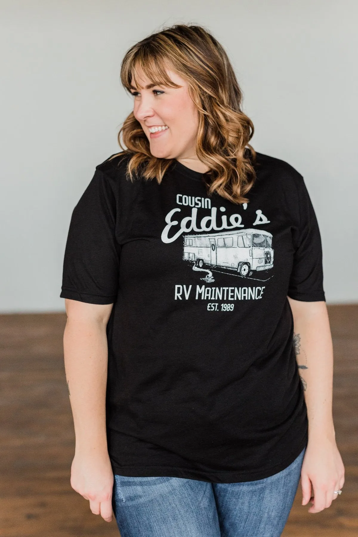 Cousin Eddie's RV Maintenance Graphic Tee- Black