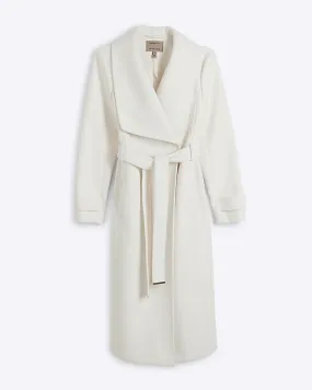 Cream belted wrap coat