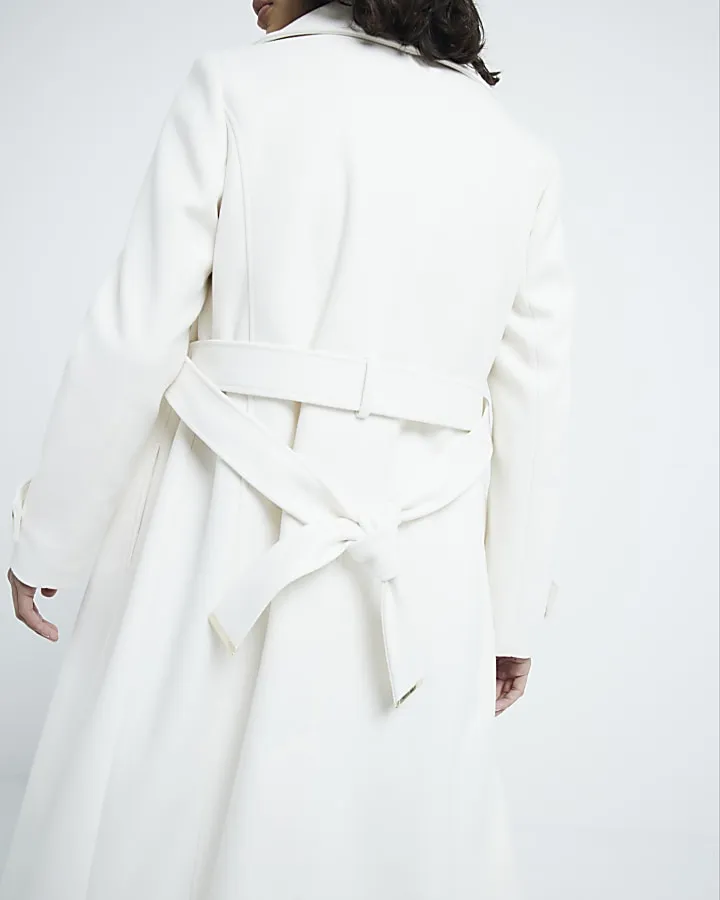 Cream belted wrap coat