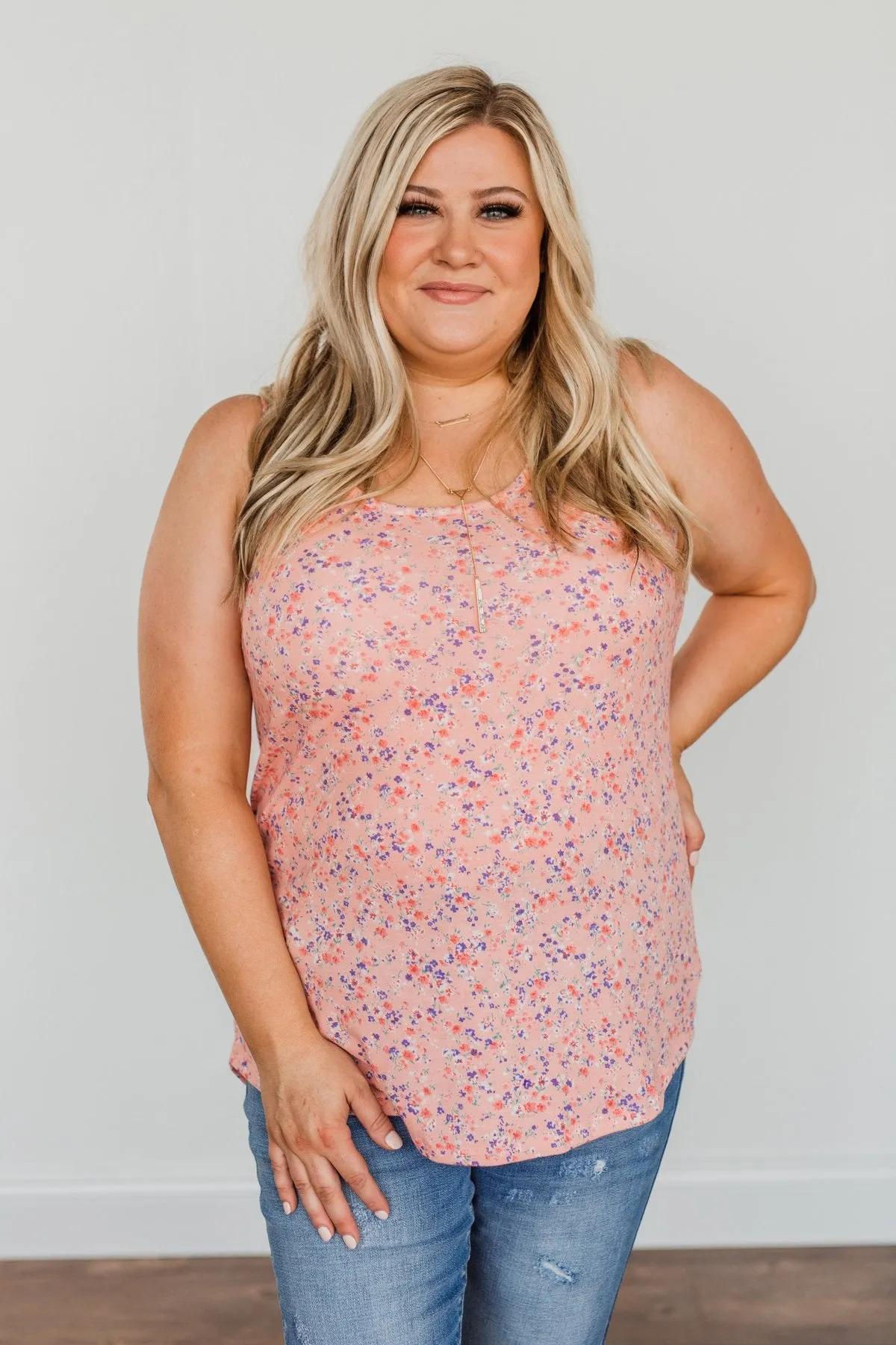 Darling Days Floral Tank- Peach