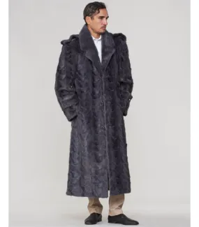 Dean Mink Full Length Fur Men's Overcoat in Grey: FurHatWorld.com