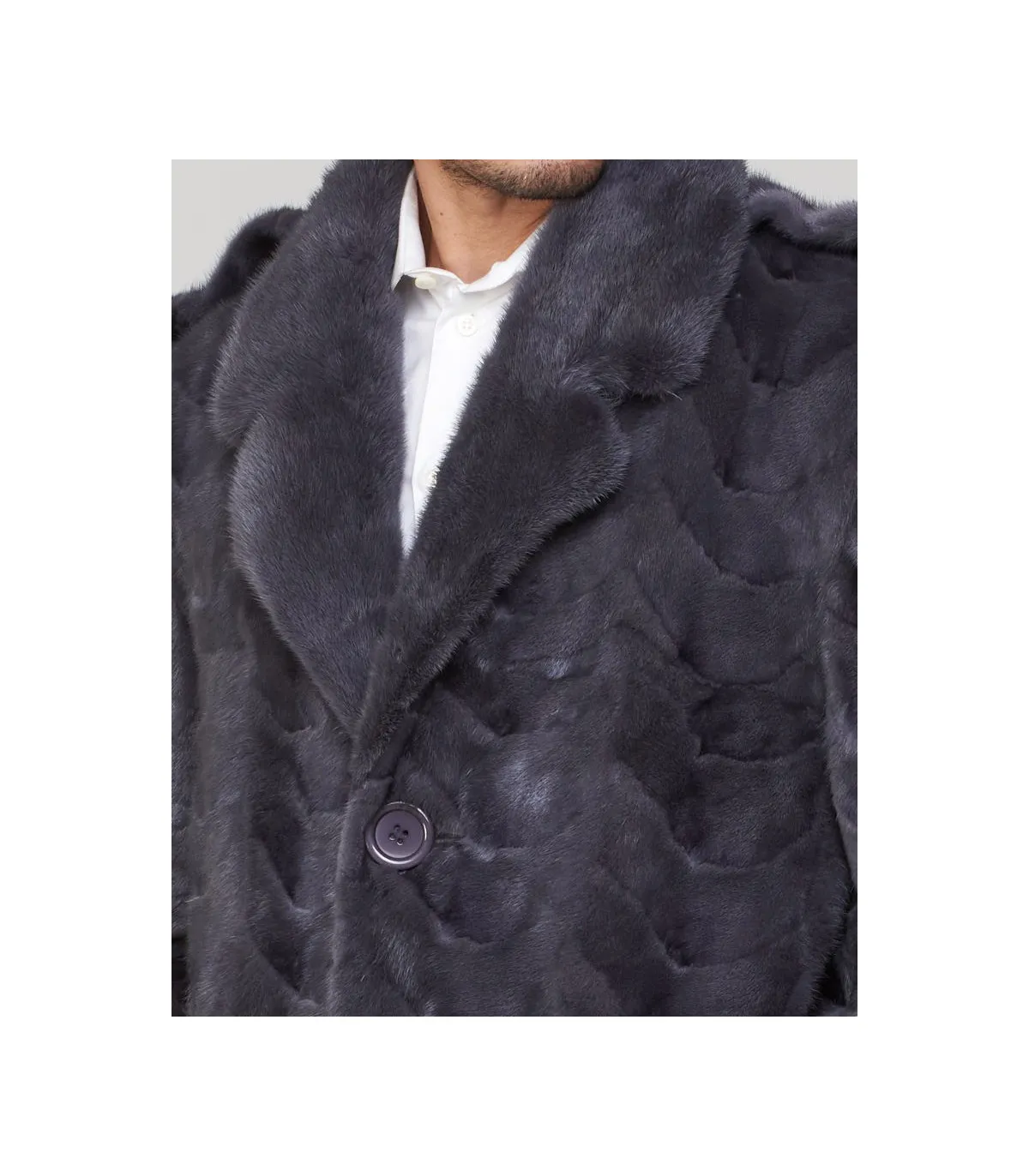 Dean Mink Full Length Fur Men's Overcoat in Grey: FurHatWorld.com