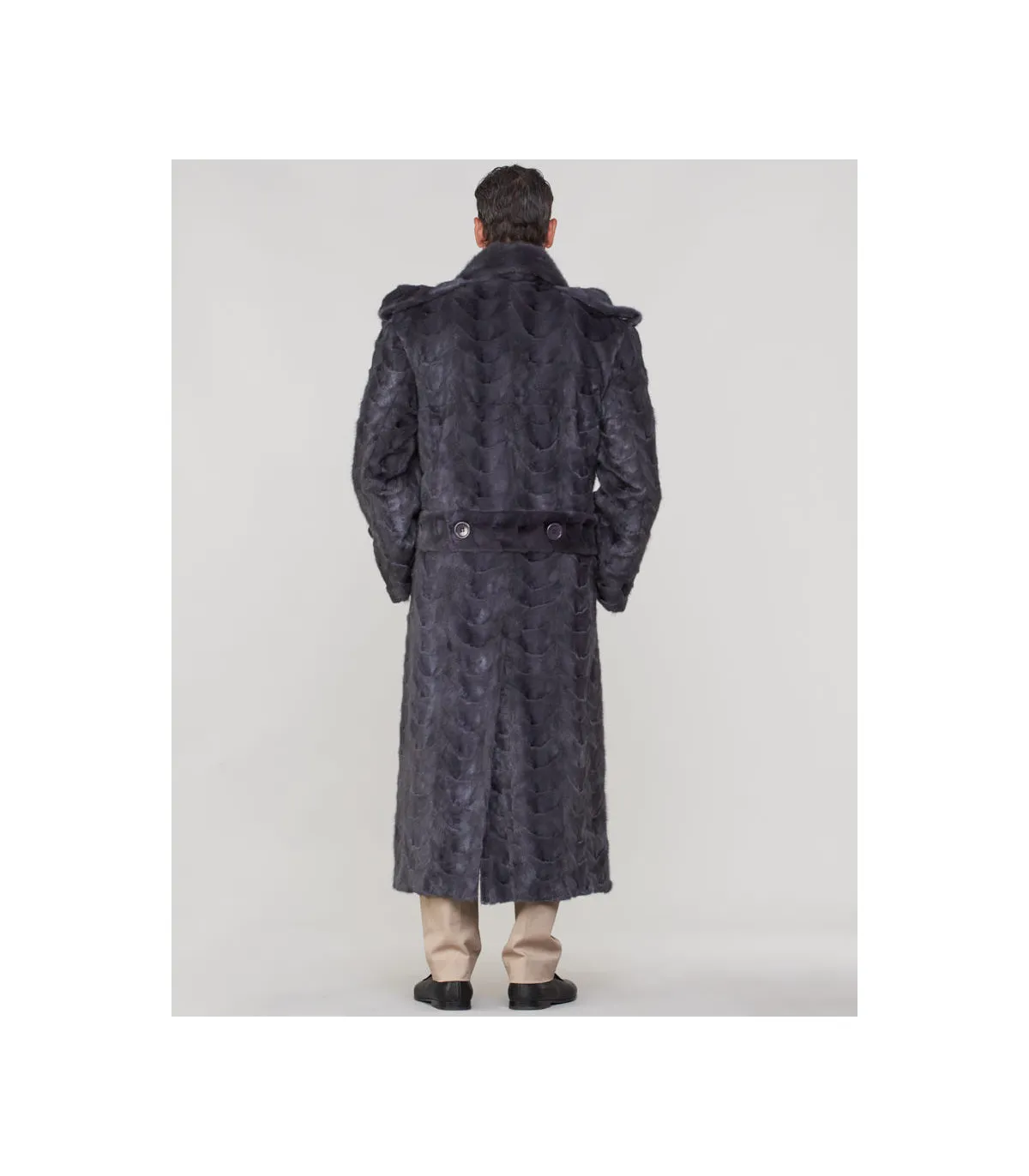 Dean Mink Full Length Fur Men's Overcoat in Grey: FurHatWorld.com